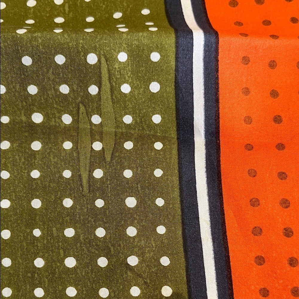 Vintage Polka Dot Scarf in Orange and Green - Picture 4 of 5